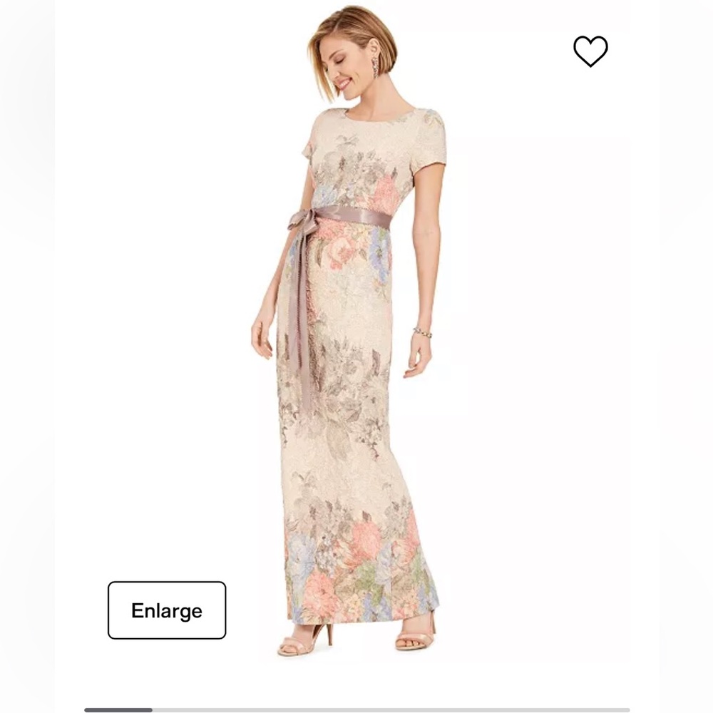 Adrianna Papell Floral Metallic Maxi Dress
